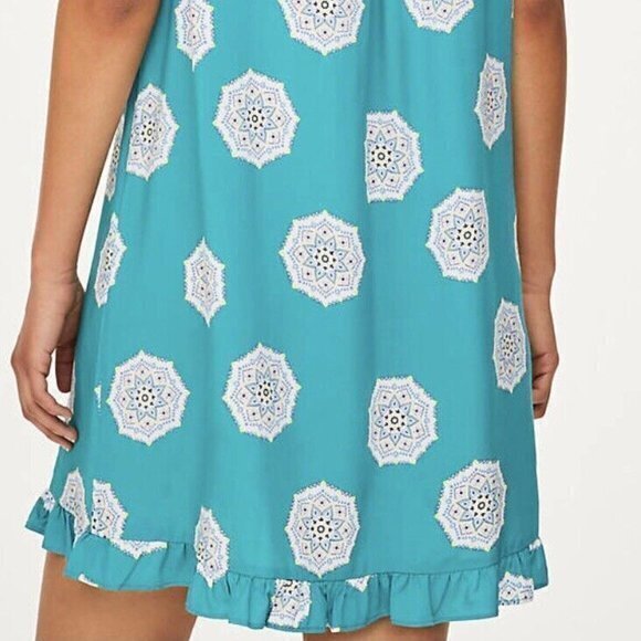 Loft Shift Dress Turquoise Blue Tie Neck Swing Dress Size M RefI002 - Picture 13 of 15
